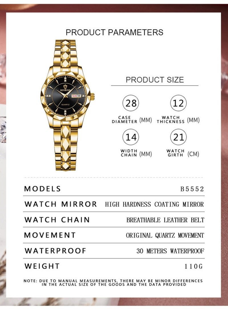 بينبوند ساعات كوارتز نسائية من أفضل العلامات التجارية الفاخرة والأزياء التجارية المقاومة للماء وساعة التاريخ الأسبوعية الرياضية للنساء - Image 5